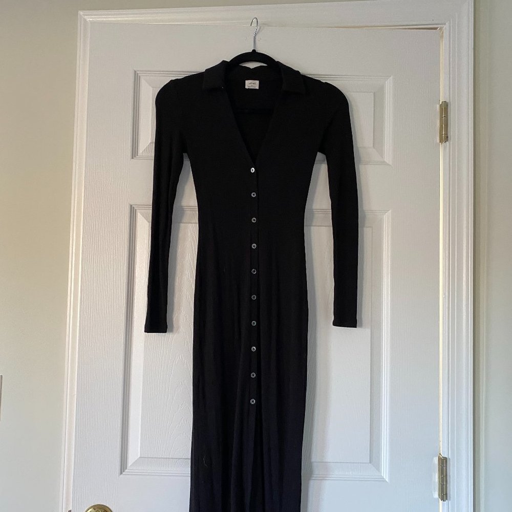 Midi Long Sleeve Midi Sweater Dress, Aritzia Wilfred, Black Size 2XS